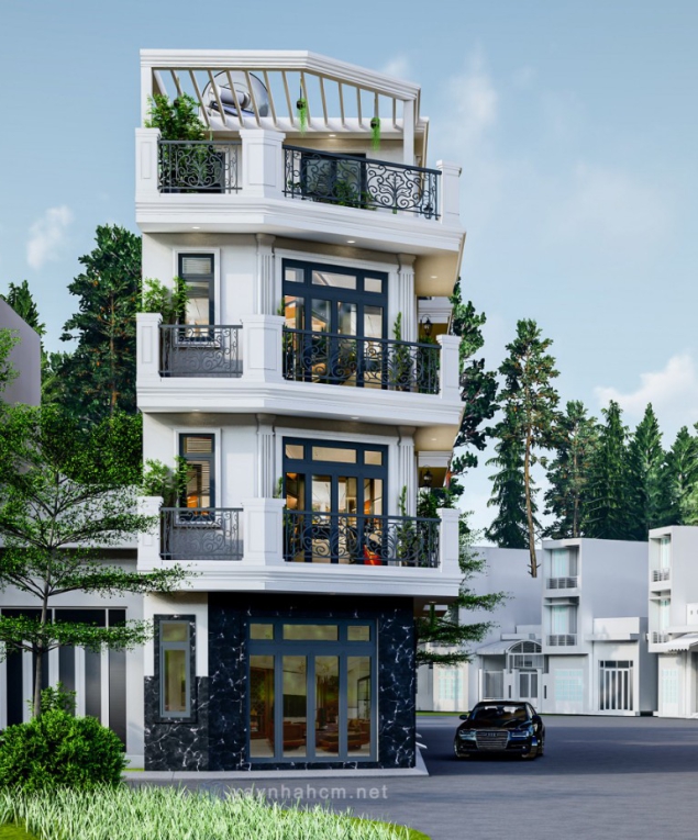 Phối màu nhà phố thiết kế mới tân cổ điển 
